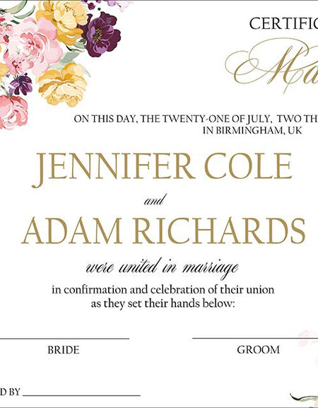 MC 209 Personalised Marriage Certificate