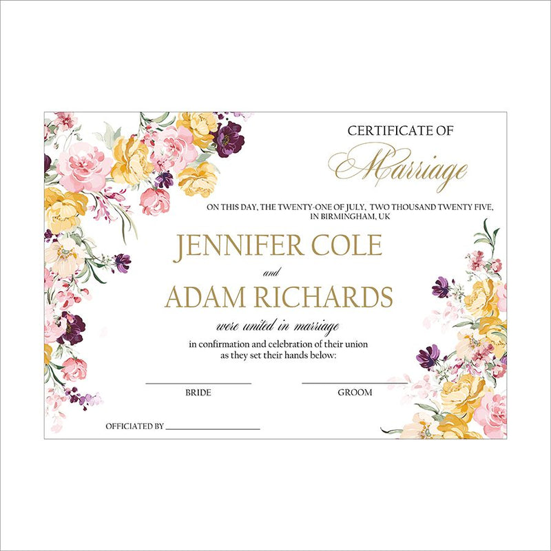 MC 209 Personalised Marriage Certificate