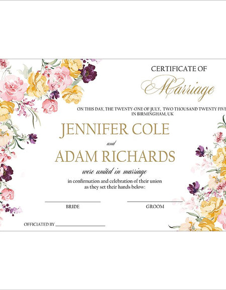 MC 209 Personalised Marriage Certificate