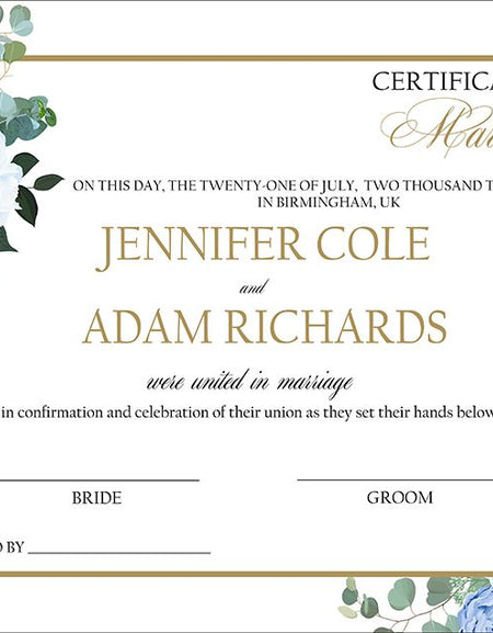MC 210 Personalised Marriage Certificate