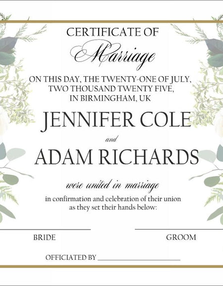 MC 211 Personalised Marriage Certificate