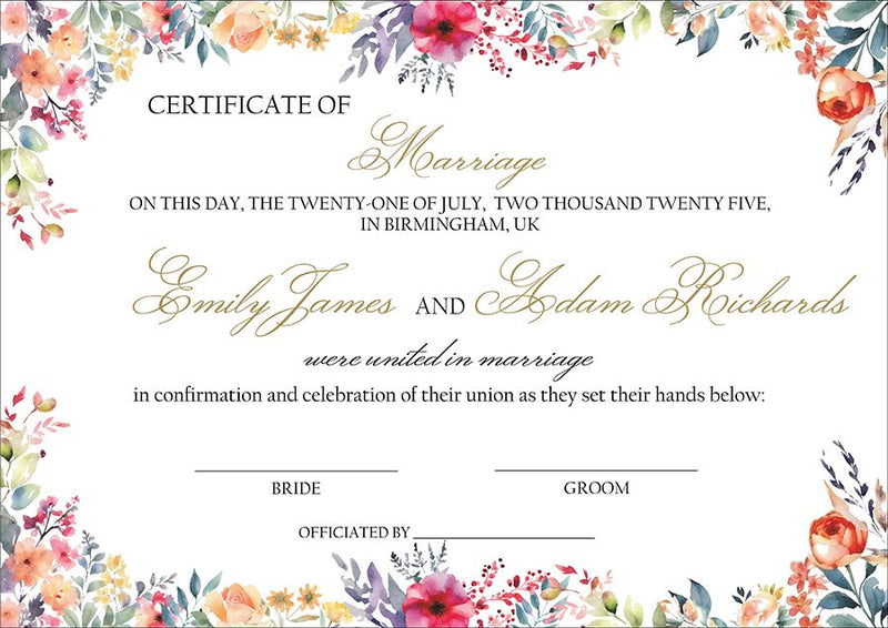 MC 212 Personalised Marriage Certificate