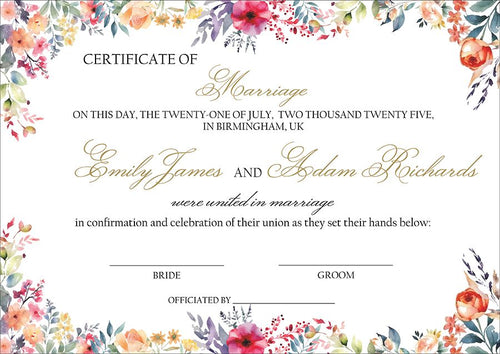Load image into Gallery viewer, MC 212 Personalised Marriage Certificate
