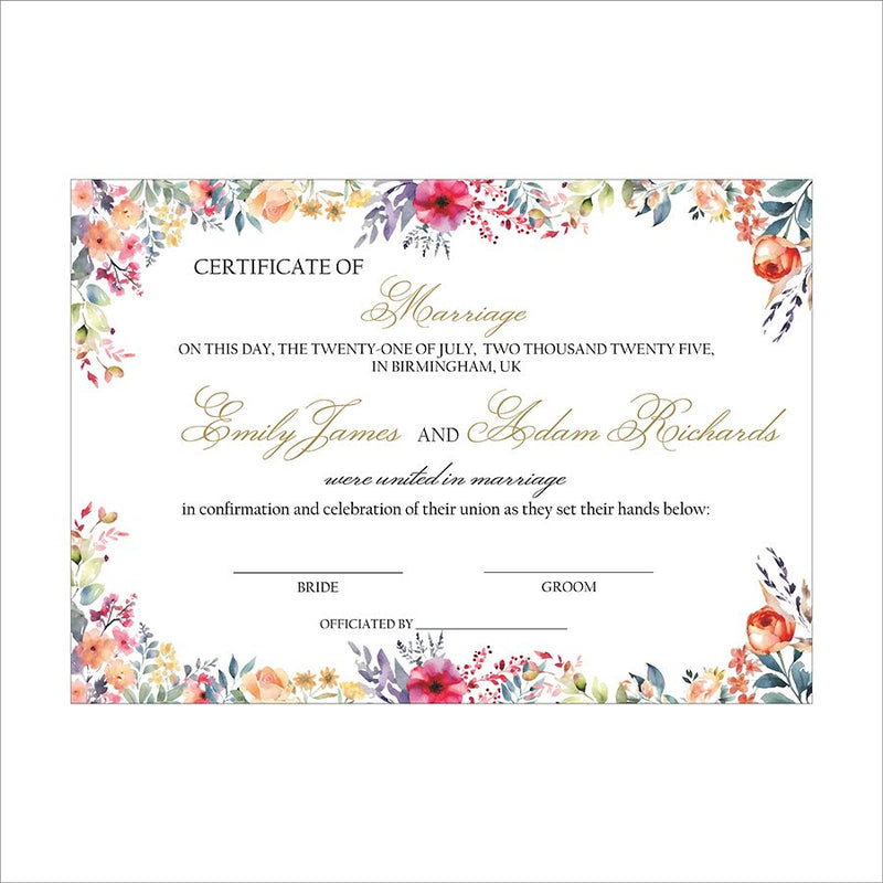 MC 212 Personalised Marriage Certificate