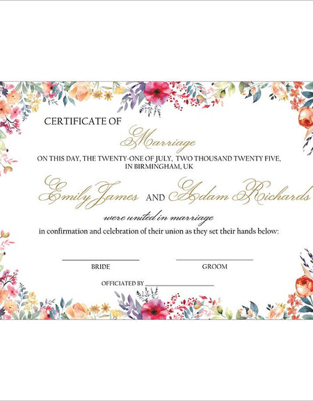 MC 212 Personalised Marriage Certificate