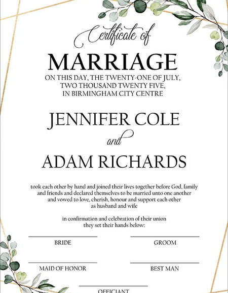 MC 213 Personalised Marriage Certificate