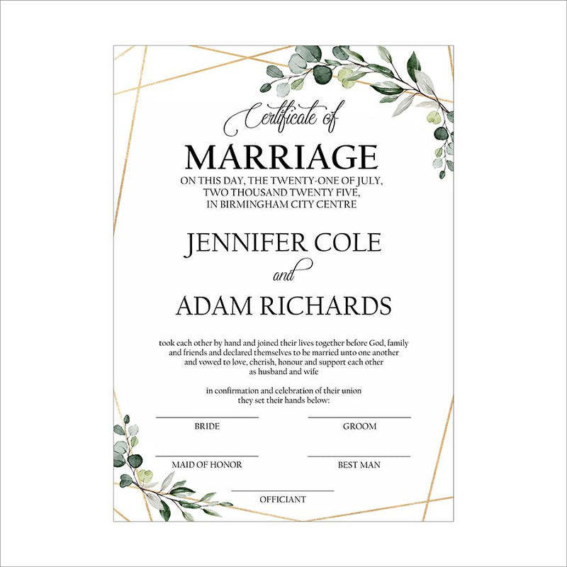 MC 213 Personalised Marriage Certificate
