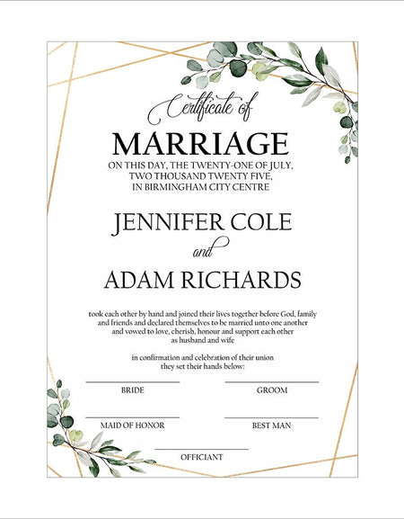 MC 213 Personalised Marriage Certificate