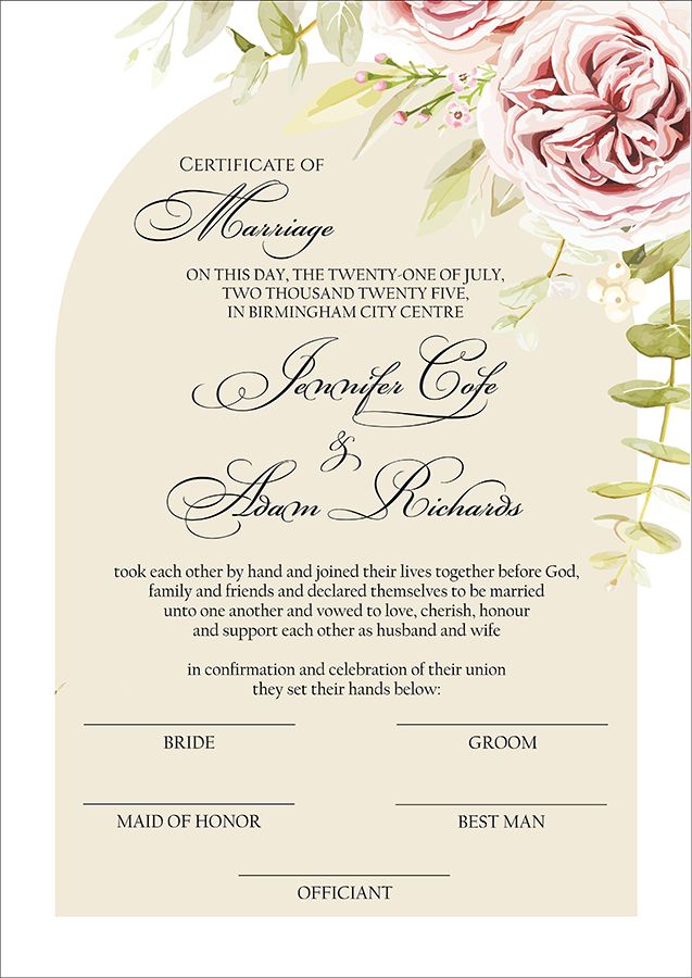 MC 214 Personalised Marriage Certificate