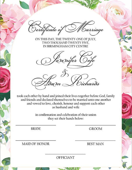 MC 216 Personalised Marriage Certificate