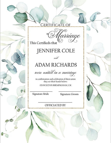 MC 218 Personalised Marriage Certificate
