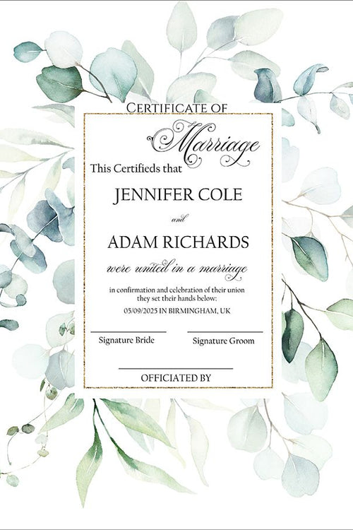 Load image into Gallery viewer, MC 218 Personalised Marriage Certificate
