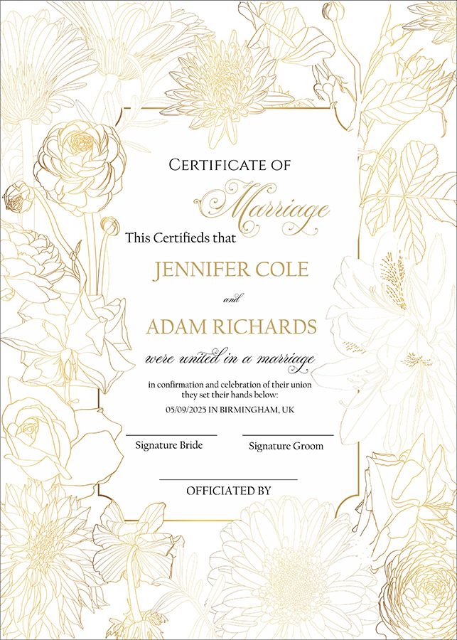 MC 219 Personalised Marriage Certificate
