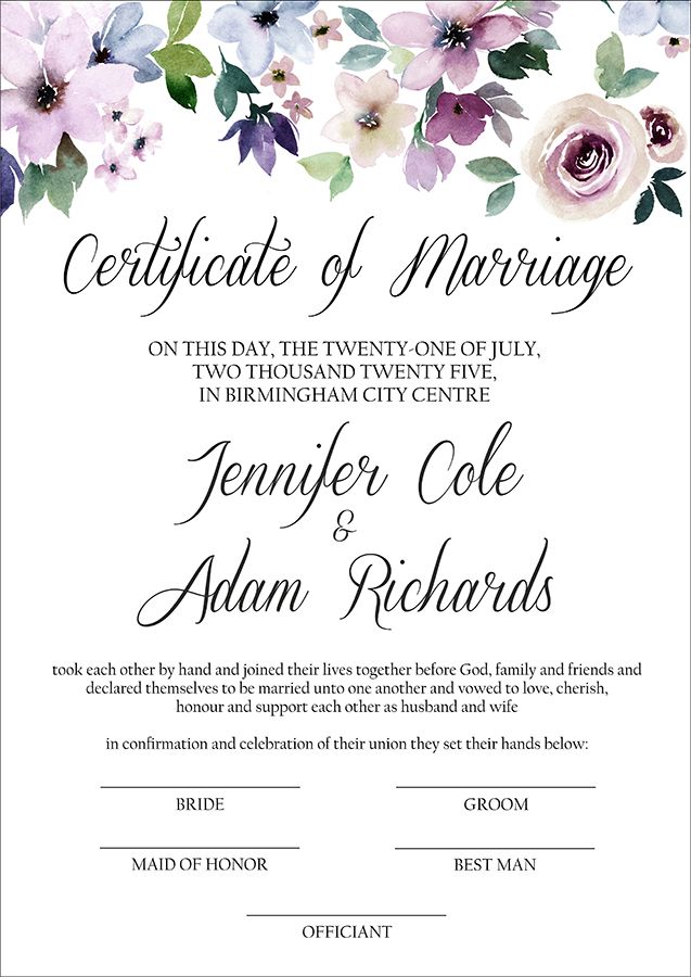 MC 221 Personalised Marriage Certificate