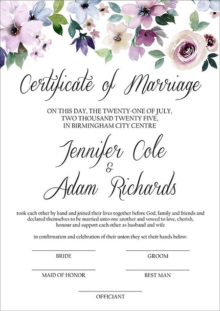 MC 221 Personalised Marriage Certificate