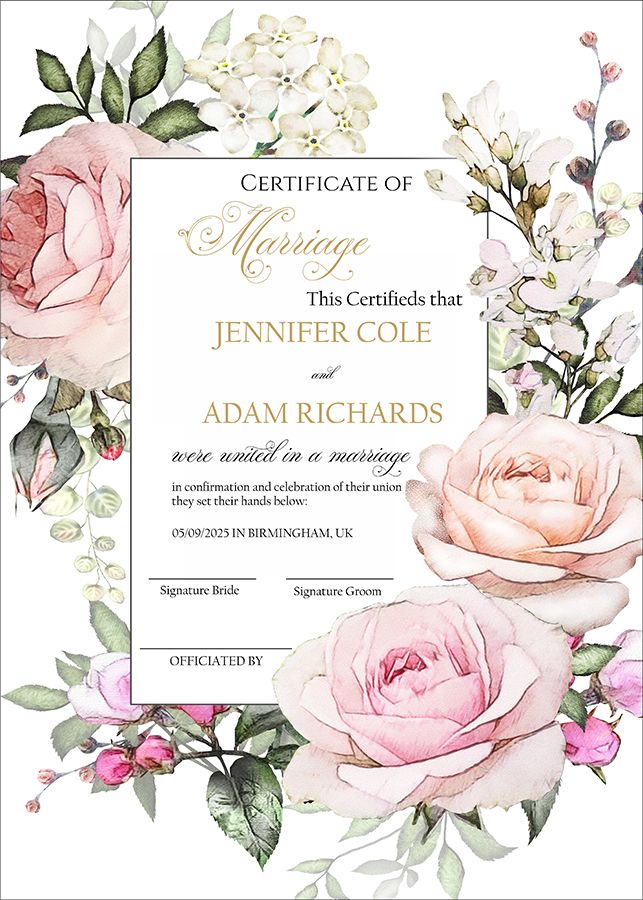 MC 222 Personalised Marriage Certificate