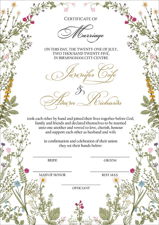 MC 223 Personalised Marriage Certificate
