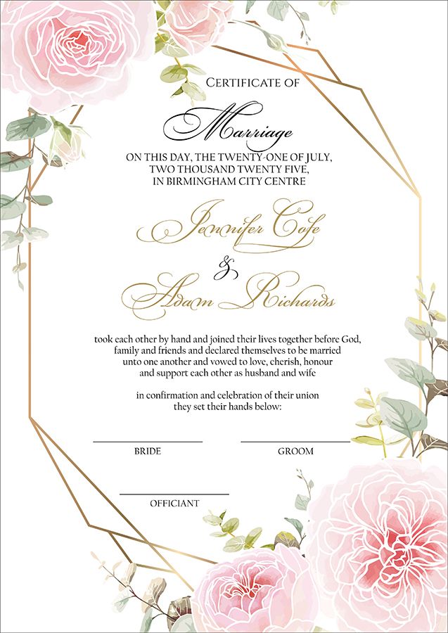MC 224 Personalised Marriage Certificate