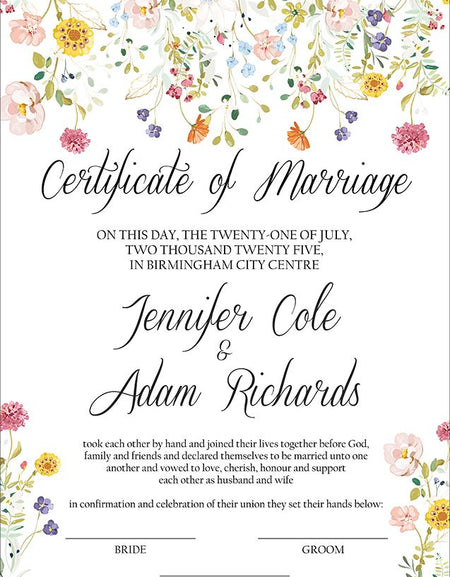 MC 225 Personalised Marriage Certificate