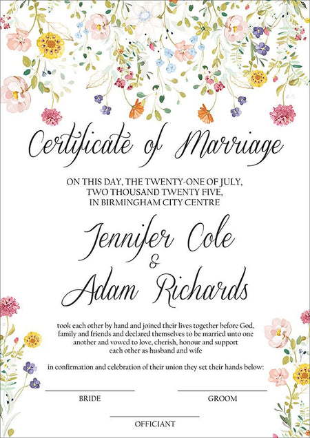 MC 225 Personalised Marriage Certificate