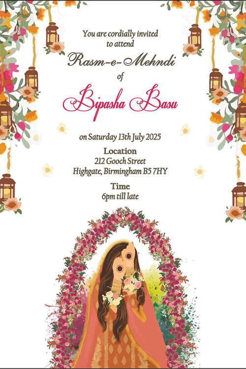 Load image into Gallery viewer, MND 331 Asian Style A6 Mehndi Invitation
