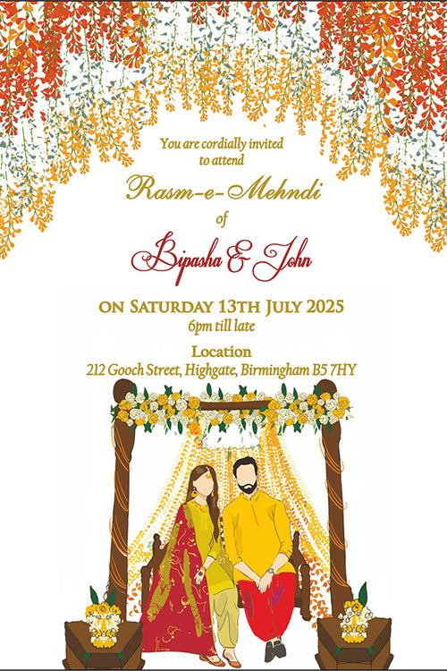 Load image into Gallery viewer, MND 332 Asian Style A6 Mehndi Invitation

