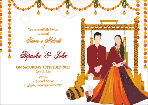 Load image into Gallery viewer, MND 333 Asian Style A6 Mehndi Invitation
