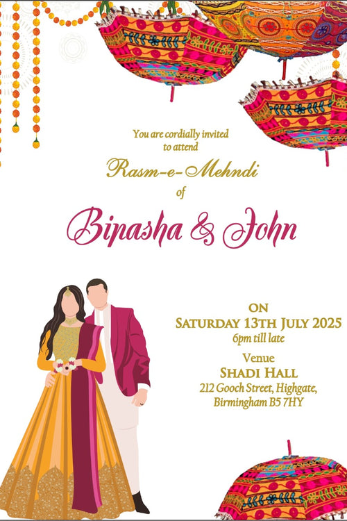 Load image into Gallery viewer, MND 334 Asian Style A6 Mehndi Invitation
