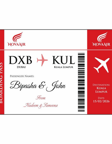 Novelty Plane Ticket
Novelty Travel Ticket
novelty airplane ticket
Wedding Gift Board
Wedding Gift Ticket
