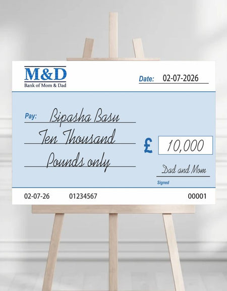 Novelty Cheque in large size Board poster in blue and white