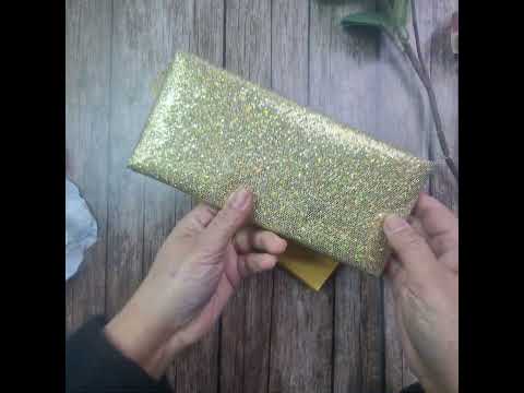 Load and play video in Gallery viewer, Padded Gold Glitter Asian wedding invitation card T067 Gold
