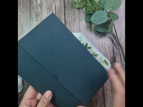 Load and play video in Gallery viewer, PCM Green Floral Pocket Invitation
