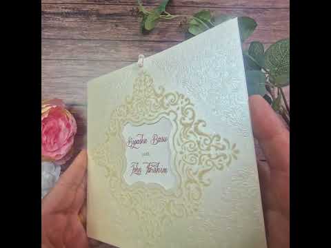 Load and play video in Gallery viewer, Velvet embossed Ivory Pocket Invitation SC 2789
