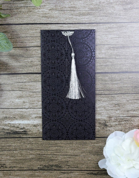 Black pocket Dl Sized Tassel Invitation