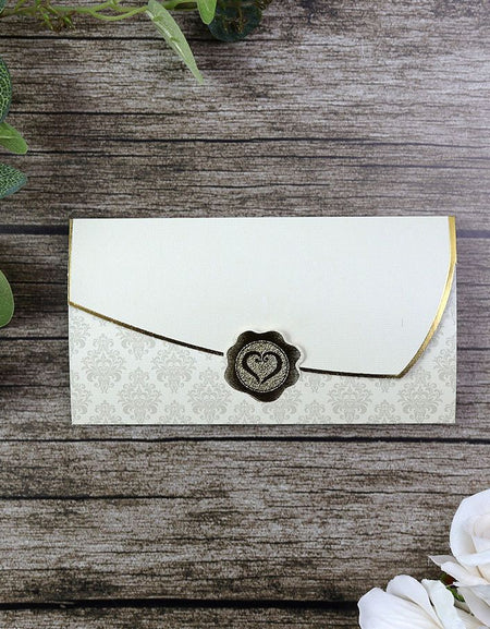 Simple cream Budget invitation with gold foil SC 2715