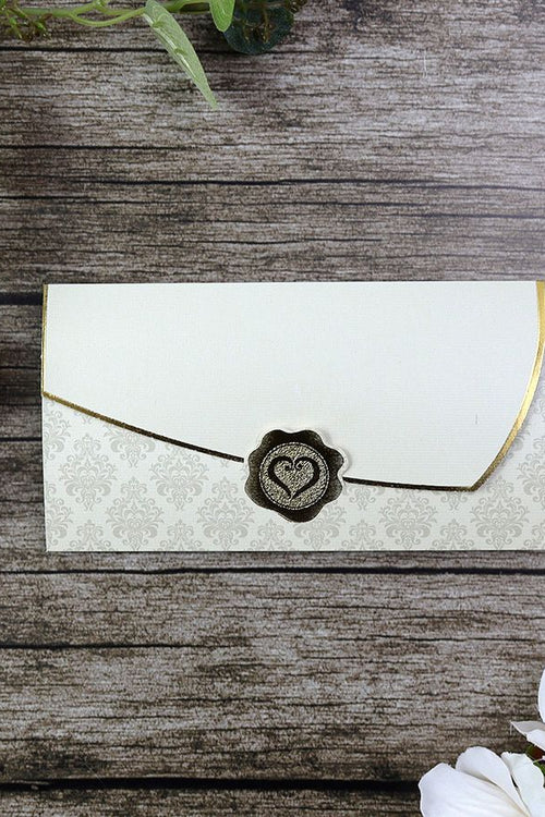 Load image into Gallery viewer, Simple cream Budget invitation with gold foil SC 2715
