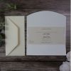 Simple Shimmer cream invitation with gold foil and bow SC 5487