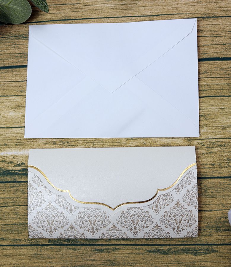 Simple cream Budget invitation with gold foil SC 5515