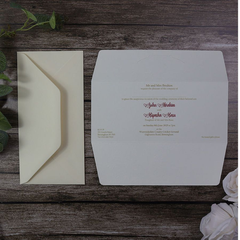 Simple cream budget invitation with gold foil SC 5658