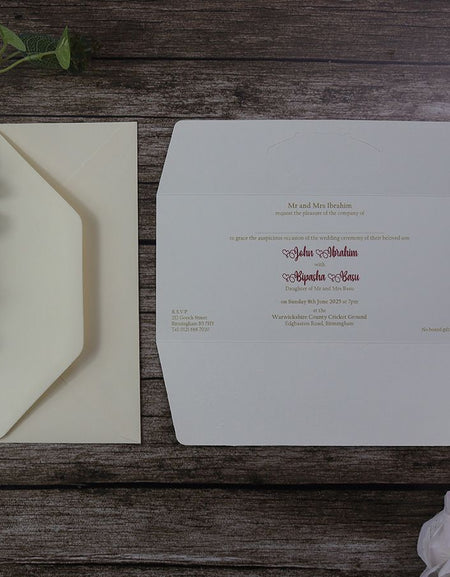 Simple cream budget invitation with gold foil SC 5658