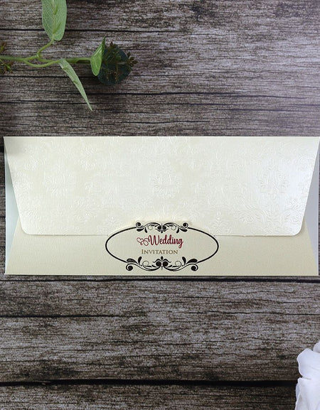 Simple cream budget invitation with gold foil SC 5658