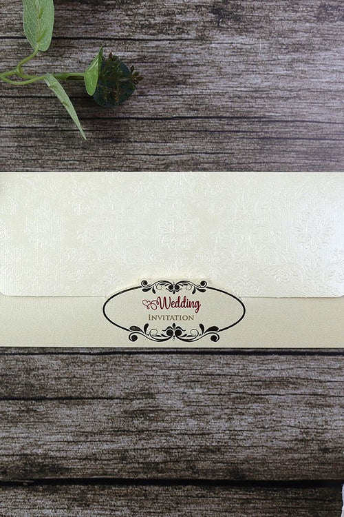Load image into Gallery viewer, Simple cream budget invitation with gold foil SC 5658
