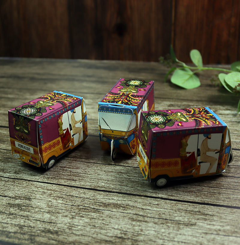 Rickshaw Tuktuk Shaped Favour Boxes – Flat Pack, Fill & Assemble
