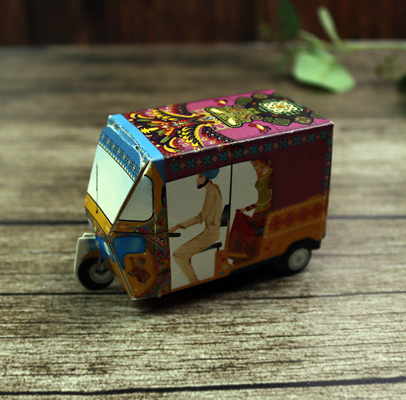Rickshaw Tuktuk Shaped Favour Boxes – Flat Pack, Fill & Assemble
