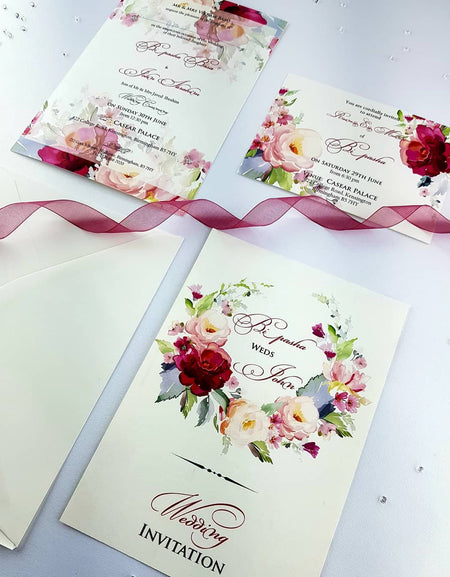 NZ 996 Lavish Pastel Pink Wreath Invitation
