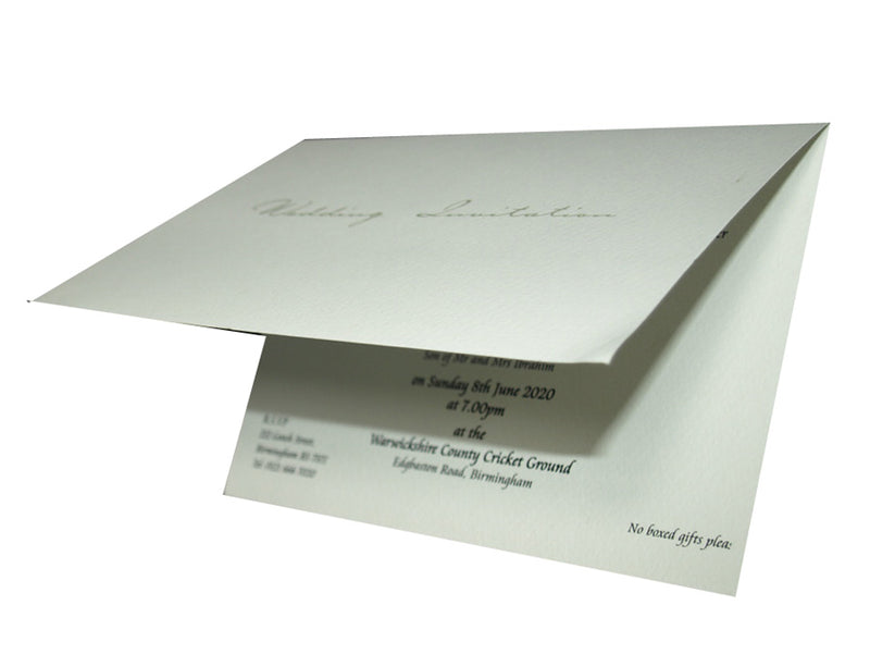 Panache 1219 simple white single fold wedding invitation