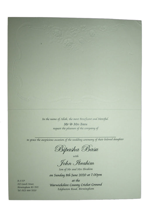 Load image into Gallery viewer, Panache 1215 White Embossed pearlised Ribbon Wedding invitation
