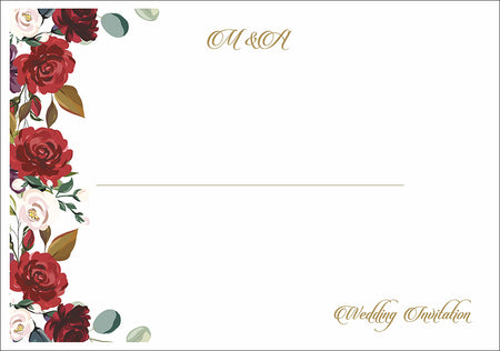 Personalised wedding envelope with vertical floral design and couple names