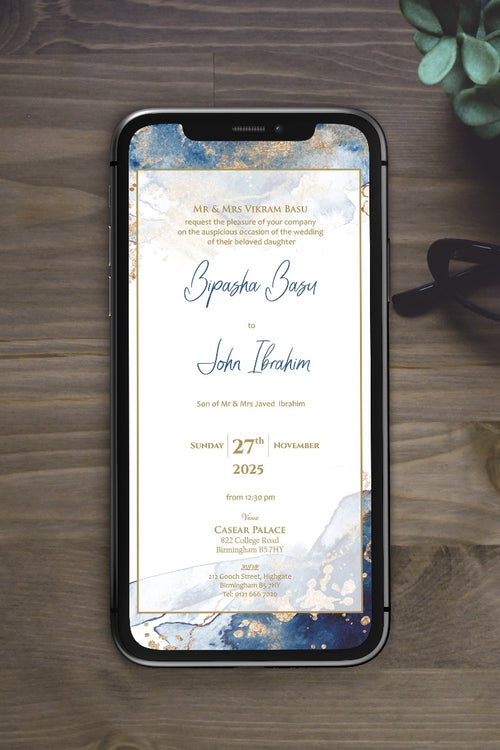 Load image into Gallery viewer, Marble Effect Paperless Digital Invitation 1063
