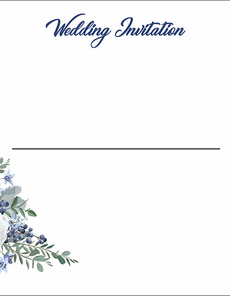 A5 cream envelope with blue, white, and green floral design and guest name line
